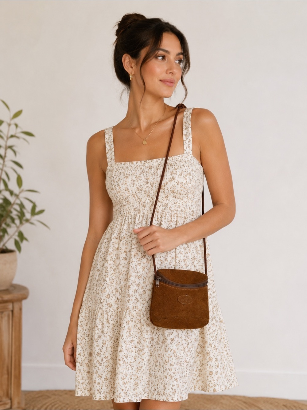 Vintage pelican cove Brown Suede Crossbody Bag
